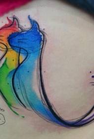 Pernas femininas cor de água engraçado gato tatuagem padrão