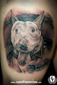 Comb illusztráció stílusú színes vicces kutya \\ u200b \\ u200band levél tetoválás minta
