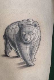 Thigh sketch style black geometric big bear tattoo pattern