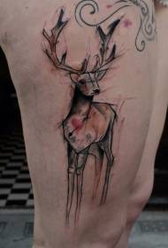 Thigh painted cute deer tattoo pattern