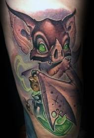 Arm color monster bat tattoo pattern