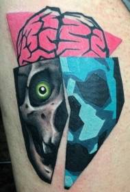Нога новый стиль красочный череп с изображением татуировки