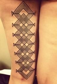 Dij tribale styl swarte mysterieuze geometryske tatoetpatroan