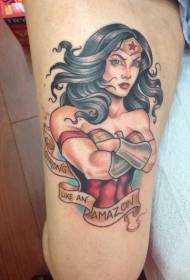 Бедро секси женска ратница с узорком тетоваже слова