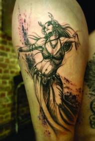 Dugo crna zavodljiva plemenske žene tetovaža uzorak