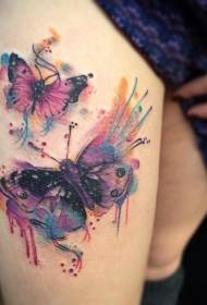 Thigh gorgeous color butterfly tattoo pattern