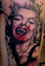 Bloody Marilyn Monroe Banpiroen tatuaje eredua