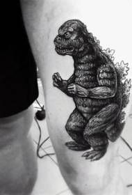 Стегна милі чорно-білі татуювання Godzilla татуювання