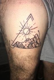 Sun tattoo fantov stegna na slikah sonca in gorske tetovaže