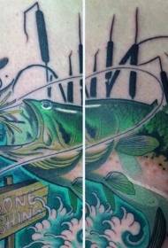 Нога колір риболовлі тема татуювання візерунок