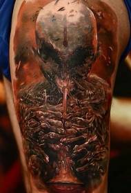 Leg color alien alien skull tattoo pattern