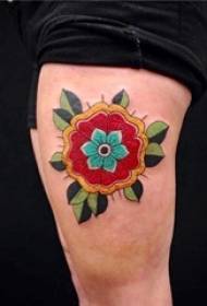 Dívčí stehna malovaná akvarel skica kreativní estetické literární květiny tetování obrázky