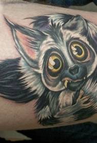 Beautiful colorful lemur thigh tattoo pattern