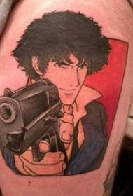 Cartoon karakter tatovering dreng lår på farvet tegneseriefigur tatovering billede