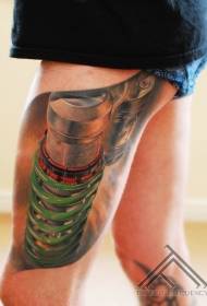 Realistic style realistic mechanical thigh tattoo pattern
