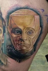 Uzorak tetovaža lica robota u boji bedara