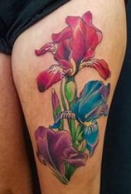 Školáčka stehná maľované gradient jednoduché línie rastlín kvety tetovanie obrázky
