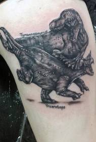 Ноги старої школи чорний динозавр боротьба татуювання візерунок
