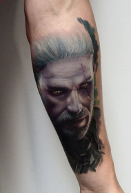 Arm modern style color game wizard tattoo pattern