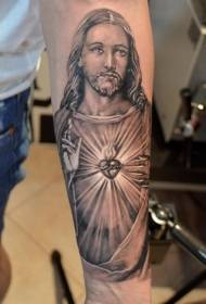 gyönyörű Jézus portré Szent szív tetoválás minta