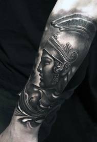 Arm realistic warrior statue tattoo pattern