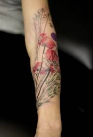 Női kar friss természetes színű vadvirág tetoválás minta