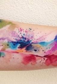 Arm splashing watercolor abstract tattoo pattern