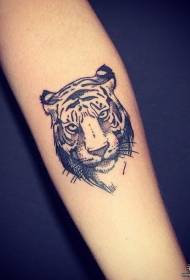 Small arm black gray European and American point tattoo tiger tattoo pattern