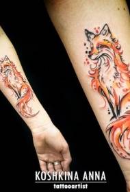 arm pragtige kleur jakkals tattoo patroon