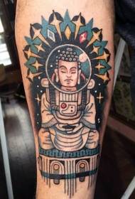 Arm illustration style of colorful Buddha tattoo pattern