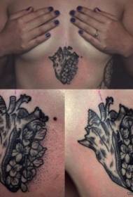 Modello tatuaggio tatuaggio braccio conchiglia cuore combinazione