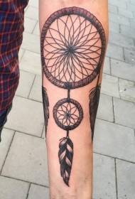 Male arm color dream catching net tattoo pattern