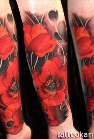 Arm painted realism style safflower tattoo pattern