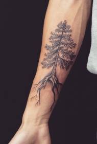 Male arm realistic gray pine tattoo pattern