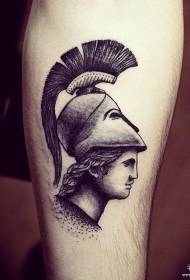 Armed Roman Warrior Black Gray Tattoo Pattern