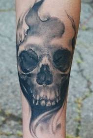 Arm gray realistic skull tattoo pattern