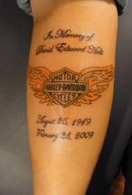 Arm color with wings, English brand tattoo pattern