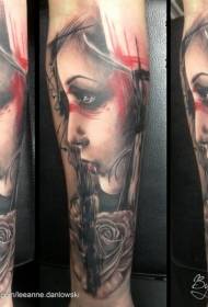 Arm new style colorful women with rose tattoo pattern