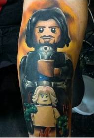 Arm Painted Lego Hero's Game Tattoo Pattern