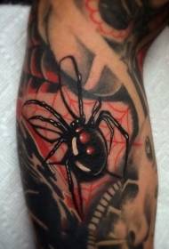 klenge Arm schéine Beschreiwung Stil Faarf Spider Tattoo Muster