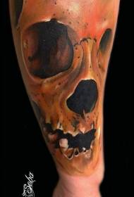 Рака многу реална боја огромна слика за тетоважа на черепот