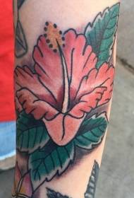 Arm color old school style hibiscus tattoo pattern