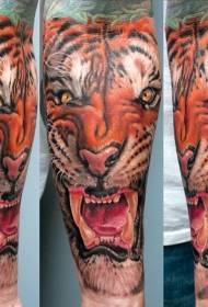 Colorful scorpion tiger tattoo in arm realistic style