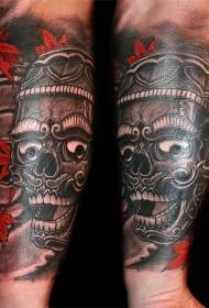 Ginklai nuostabus spalvingas genties kaukolės skulptūros tatuiruotės modelis