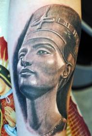 Rankos juodos pilkos Egipto karalienės statulos tatuiruotės modelis