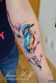 Patrón de tatuaje realista de pájaro de color chino de brazo pequeño
