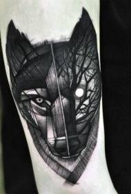 Arm zwarte persoonlijkheid mysterieuze wolf hoofd tattoo patroon