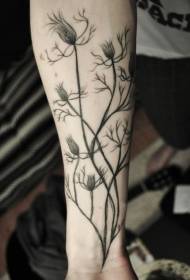 Arm gray fresh plant tattoo pattern