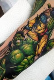 Arm color hulk superhero tattoo pattern