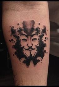 arm black ink style funny mask tattoo pattern